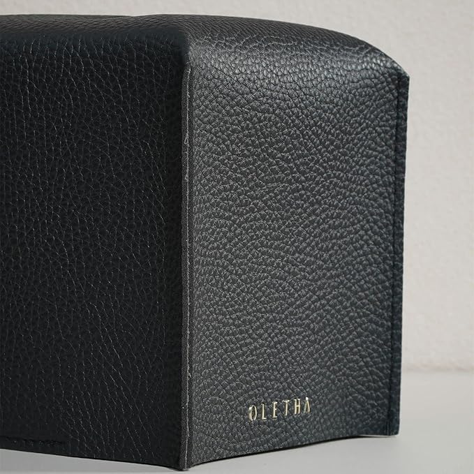 OLETHA Square Tissue Box Cover - Aesthetic Desk Decor for Room, Home & Office - Tissues Cube Boxes Holder - Black