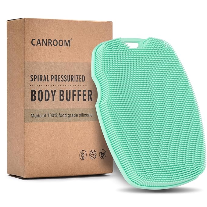 Silicone Body Scrubber - Anti Zinc Infused-Highly Elastic Bristles Exfoliating Body Scrubber for Shower Body,Cellulite Reduction,Blood Circulation - Green