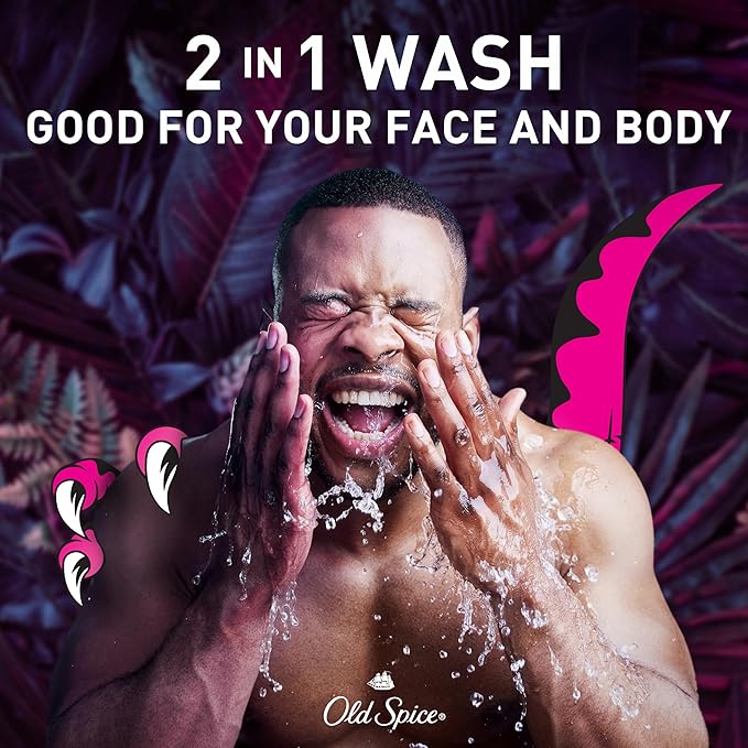 Old Spice Cleansing Body Wash for Men,3X Defense,24/7 Shower Fresh with Lasting Scent,2-in-1 Body & Face Wash,Raptorstrike with Dark Berry Scent,33.4 oz,(Pack of 2)