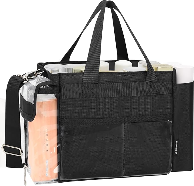 TANTO Small Makeup Bag, Professional Makeup Artist Bag Travel Cosmetic Bag Makeup Kit Bags with Adjustable Dividers Multi Pocket Cosmetic Storage Organizer for Beauty Pros (Black)