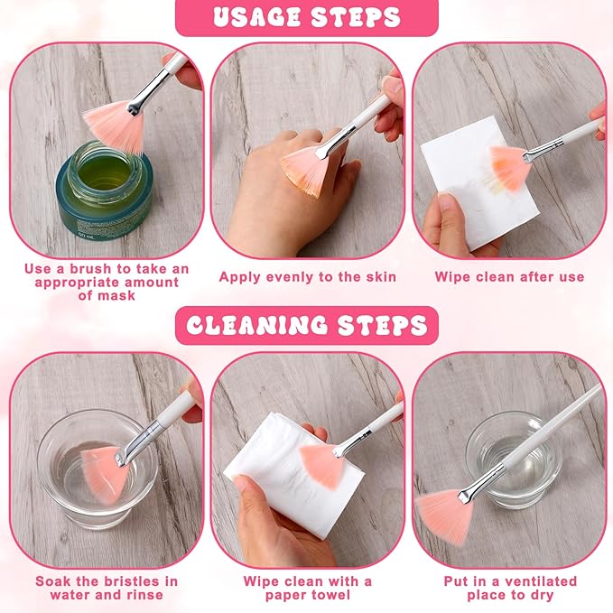 2 Pcs Face Mask Applicator Fan Brushes for Facial Soft Skincare Esthetician Makeup Brushes Cosmetic Tools for Mud Cream Peel