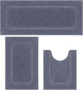 SHACOS Dark Grey Bathroom Rugs Sets 3 Piece, 20"x47" +20"x32" Non Slip Bath Mat and 20"x24" Toilet Rugs U Shaped Washable, Soft Fluffy Water Absorbent Bathroom Floor Mat