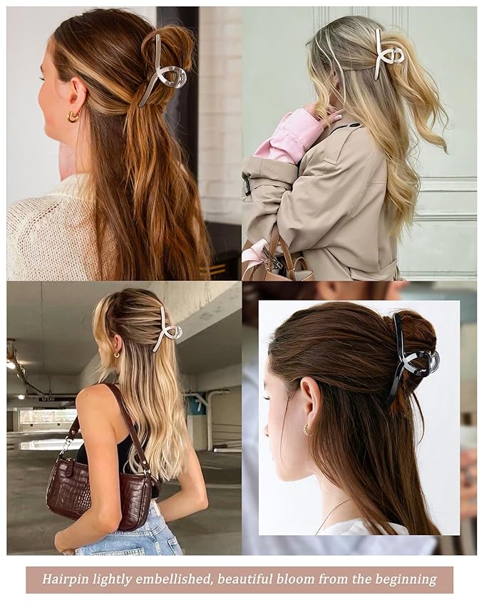 Molans 5“ Large Hair Claw Clips 4PCS for Women - Acrylic Hair Accessories for Thick Hair and Long Hair, Big Strong Durable Hair Applique, Oversized Non-slip Rectangle Butterfly Jaw Hair Clips