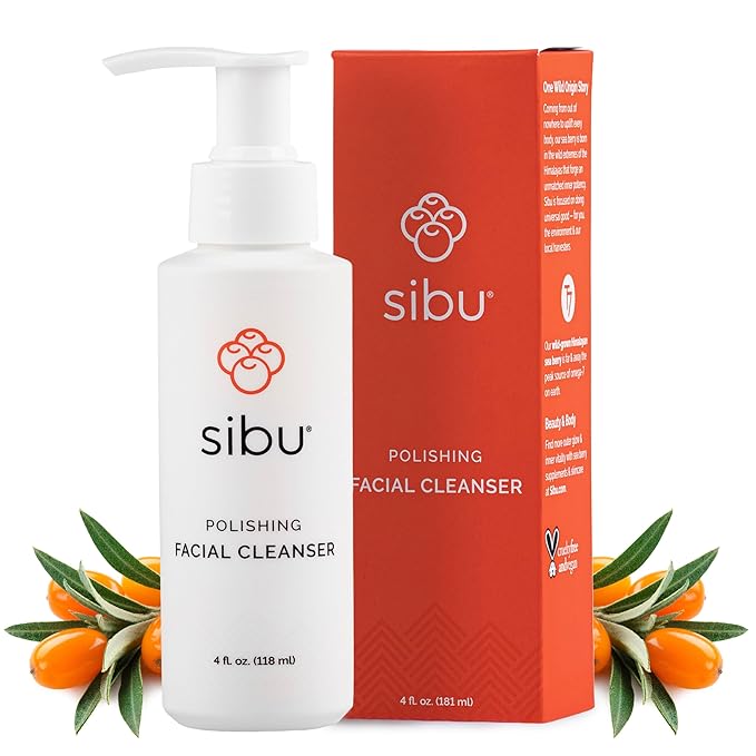 sibu Sea Buckthorn Polishing Facial Cleanser (4oz), Face Wash Made From Premium Himalayan Sea Berry Oil – Moisturizes Skin, Reduces Blemishes, Removes Make-up
