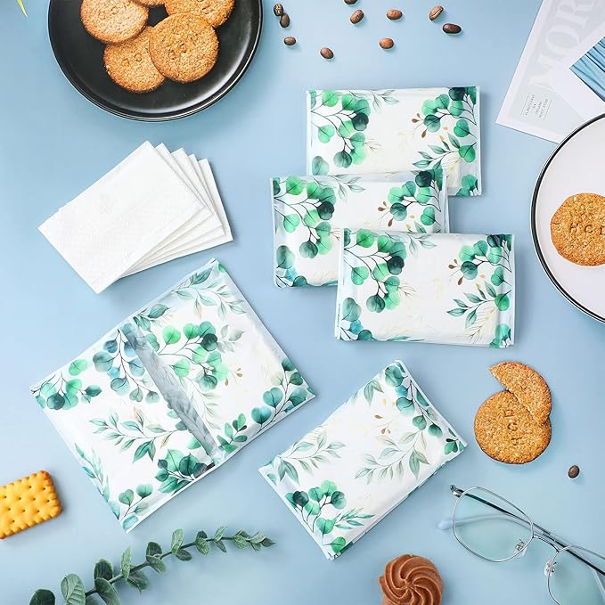 Geyee 50 Packs Tissue Travel Size Facial Paper Napkins Travel Packs Disposable Pocket Tissues for Wedding Guest Traveling School Purse Home Supplies, 500 Sheets 3 Ply(Eucalyptus Leaf)