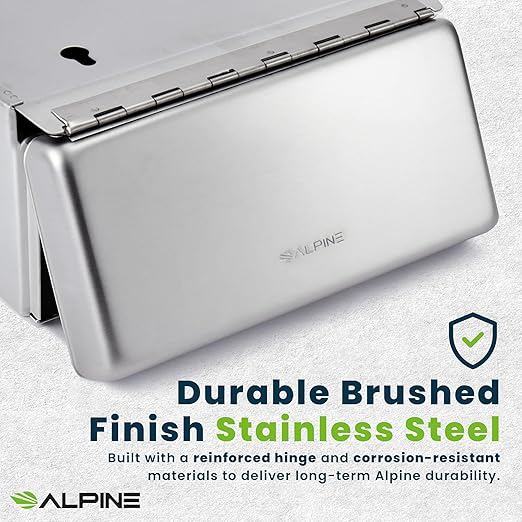 Alpine Sanitary Napkin Receptacle – Wall Mounted Tampon Holder For Bathroom Provides Clean & Odor-Free Restroom for Home, Office & Public Restrooms (Stainless steel)