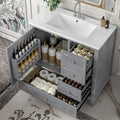 Harper & Bright Designs 36" Bathroom Vanity with Sink, Free Standing Single Vanity Set with 3 Drawers and One Door with Storage Racks, Wooden Storage Cabinet with Ceramic Basin for Bathroom, Grey