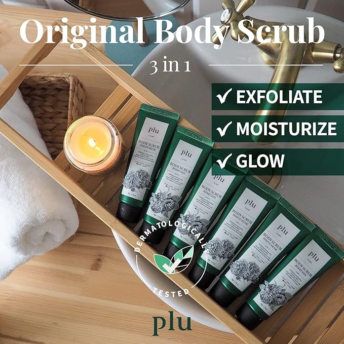 PLU Korean Original Walnut Body Scrub Polish - Berry Mix - Exfoliating, Hydrating & Smoothing for Radiant Skin Texture - Sweet Raspberry & Acai Berry Scent, 7.05 oz.