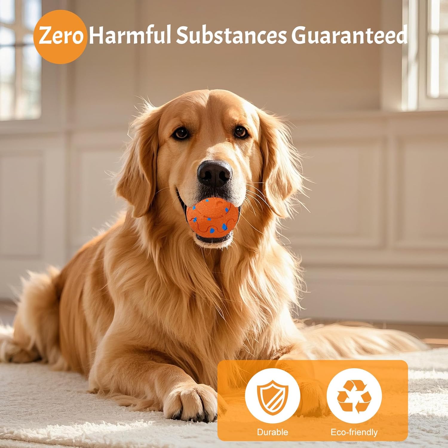 Dog Balls: Interactive Dog Ball, Self-Moving Dog Toy with Auto-Rolling & Bouncing, E-TPU Material, IP54 Waterproof, Motion-Activated, for Small/Medium/Large Dogs (Orange)