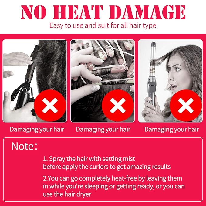 30 Pieces Heatless Waves Curlers Spiral Curls Styling Kit No Heat Hair Waver Spiral Curlers Rollers with 2 Pieces Styling Hooks for Most Hairstyles (25 cm)