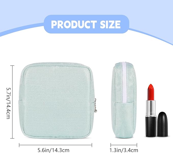 Period Bag for Teen Girls, Canvas Sanitary Napkin Storage Bag with Zipper, Portable Menstrual Pad Bag Tampon Holder for Purse