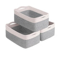 Goodpick Baskets for Shelves, Storage Basket for Organizing, Storage Bins, Toy Box, Wicker Basket for Organization 3 Pack, White & Light Gray, 13 x 8 x5 in