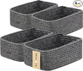 Small Storage Baskets for Organizing | Closet Organizer Bins | Shelf Toy Basket | Woven Rope Baskets | Cube Decorative Box | Shallow Basket | 11.5x7.5x4.7” | 4 Packs Dark Gray