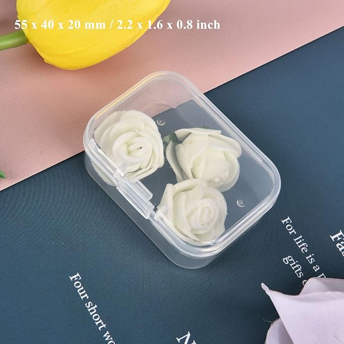 28 Pack Rectangular Clear Plastic Storage Containers Box with Hinged Lid for Beads and Other Small Craft Items (Mixed Sizes 1)