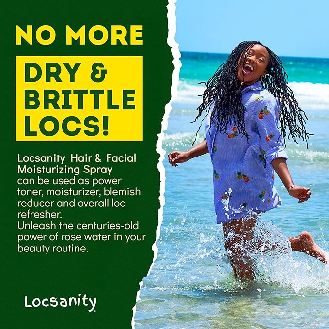 Locsanity Pure Rosewater Hair and Facial Spray – Trial Size Hydrating Face Mist to Soothe, Refresh, and Rejuvenate Skin, Reduce Oil and Buildup (4oz)