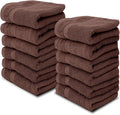 White Classic Luxury Cotton Washcloths 13x13 Inch - 650 GSM Turkish Cotton | Hotel, Spa, Bathroom Face Towel | 12 Pack, Brown