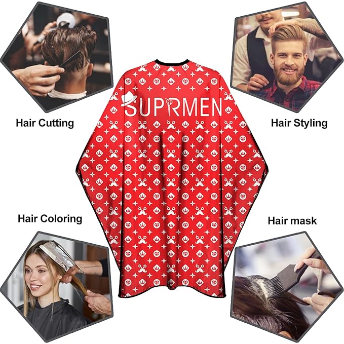 Barber Capes for Men Professional Haircut Capes with Snaps Salon Capes for Stylist -63"*56"(Red)