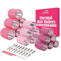 Thermal Rollers for Hair - 37pc Set - 18 Self-Grip Hair Rollers with 18 Clips and Styling Comb - Aluminum Thermal Hair Rollers for Volume and All-Day Curls - For Short, Medium, and Long Hair (Large)