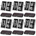 Geosar 12 Set 8 in 1 Manicure Set Stainless Steel Nail Clippers Kit Pedicure Care Tools with Leather Case Travel Grooming Kit Gift for Women Men Gift(Glitter Dark Red)