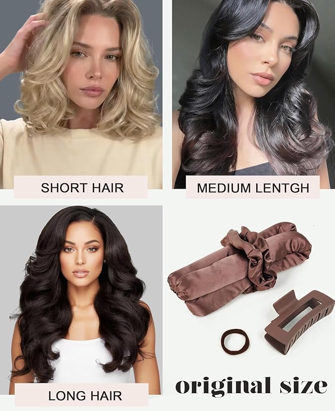 Satin Heatless Hair Curler Curling Rod Set - Soft Jumbo Large Flexi Rods Hair Rollers Curlers to Sleep In for Women, No Heat Heatless Curls Overnight Blowout Rods for Long Hair Volume Blowout Look