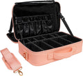 Carrywell Makeup Bag Travel Case, Not-Made In China, Hard Train Case for Cosmetics, Portable Beauty Artists Organizer, Storage Box With Adjustable Dividers For Make Up and Brushes, Medium Pink