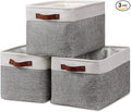 HNZIGE Fabric Storage Baskets for Shelves(3 Pack) Large Collapsible Storage Baskets for Organizing, Decorative Baskets Bins Set with Handles for Closet, Clothes, Toy, Home(White&Gray,15" x 11" x 9.5")