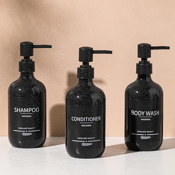 Shampoo and Conditioner Dispenser(5Pack) 16.9oz Refillable Shampoo and Conditioner Bottles,Dispenser for Shower (Black)