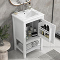 Bellemave 20" Small Bathroom Vanity with Sink, Modern Bathroom Storage Cabinet with Door and Storage Rack, Free Standing Single Basin Vanity with Open Shelf, Undermount Ceramic Sink, White