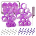 4 Sizes Hair Rollers for Women Set - 50 Pcs Hair Curler Rollers with Clips, Self Grip Hair Rollers for Long, Short Hair and Bangs, 25mm, 36mm, 48mm, 60mm, Purple