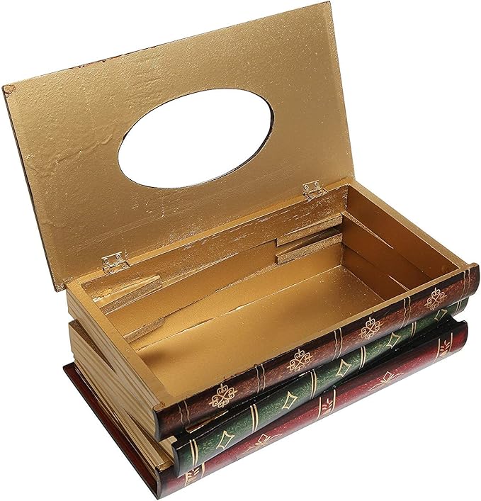 Antique Book Design Wood Bathroom Facial Tissue Dispenser Box Cover/Novelty Napkin Holder…