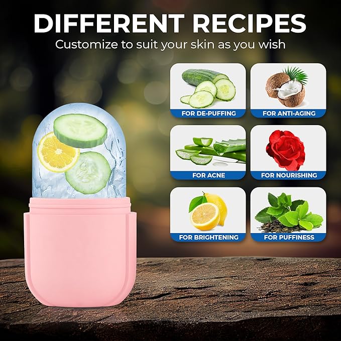 Ice Face Roller Massager for Face, Eyes, and Neck - Reusable Silicone Ice Cube Mold for Natural Skin Care, De-Puff Eye Bags, Reduce Migraine Pain | Facial Beauty Ice Roller