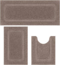 SHACOS Brown Bathroom Rugs Sets 3 Piece, 20"x32" + 20"x47" Non Slip Bath Mat 20"x24" U Shaped Toilet Rugs Washable, Soft Fluffy Water Absorbent Bathroom Floor Mat Rug