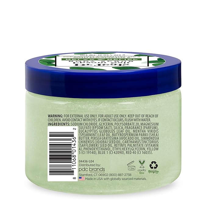 Dr Teal's Pure Epsom Salt Body Scrub, Relax & Relief with Eucalyptus & Spearmint Essential Oils, 16 oz (Pack of 3)