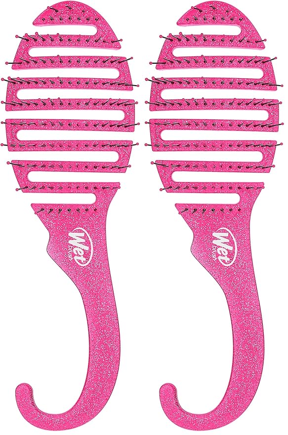 Wet Brush Shower Hair Brush Detangler-Exclusive Ultra-soft IntelliFlex Bristles-Minimizes Pain And Protects Against Split Ends and Breakage-Comb For Women,Men,Wet&Dry Hair-Pink Glitter,(Pack of 2)