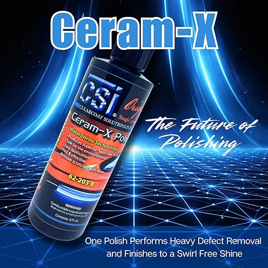 CSI Ceram-X Car Polish (8 oz.)| The Original Single Product Polish | One-Step Paint Correction to High-Gloss Finish | Water Based Formulation | Filler-Free | Body Shop Safe