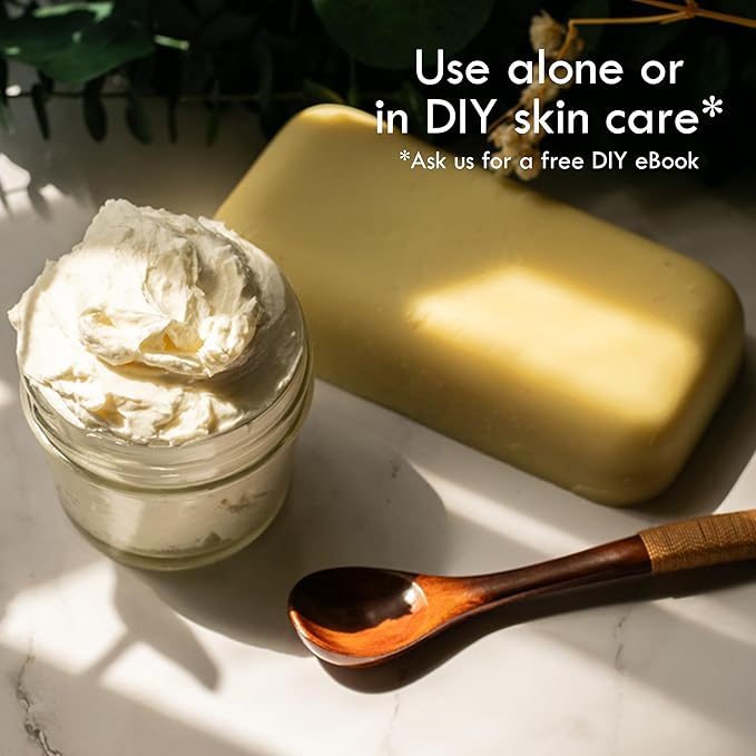 Raw Shea Butter - 100% Pure African Unrefined Shea Butter with Natural Smoky Scent | Moisturizer for Dry Skin & Hair, DIY Body Butter, Soap, Lip Balm - 1 lb Bar