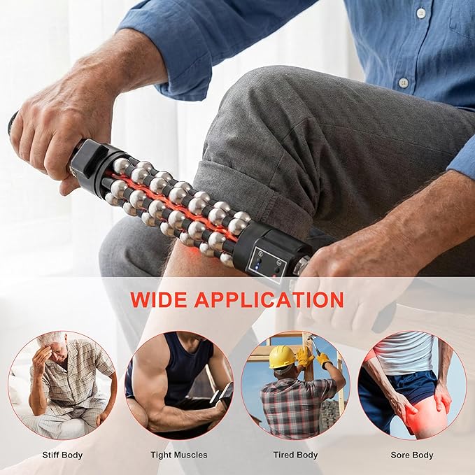 Elitzia Handheld Deep Tissue Massager with Heat - 3 Speed for Pain Relief, Promotes Blood Circulation & Muscle Relaxation 3 Temp Settings (95°F/113°F/122°F) Body Massager ETDH010