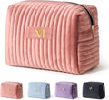 COSHAYSOO Personalized 16th 18th 21st Birthday Valentines Gifts for Women Teens Travel Makeup Bag Make Up Cosmetic Pouch 16 17 18 19 20 21 Year Old Girl College Dorm Essentials Pink Initial Letter M