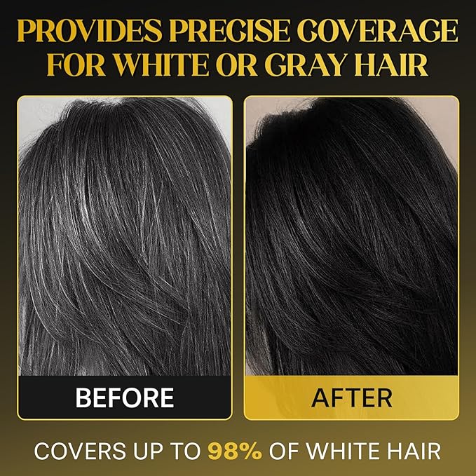 Safe and Convenient Comb Hair Dye,Portable Color Touch-Up Wand Waterproof and Sweat-Proof,Quick Touch-Ups,Instantly Covers Gray Roots Precision Brush-0.7Fl.oz (black)