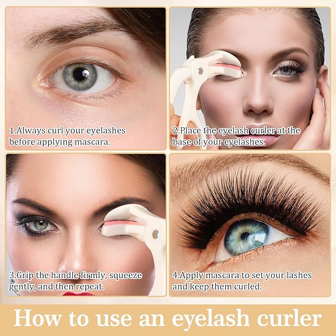 2 Pcs Eyelash Curler, Lash Curler, Quick Natural Curl in 5 Seconds, Comfortable Grip for Long Lasting Curls, White