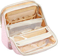 Makeup Bag, Large Capacity with Room for Brushes and Mirror, Travel Makeup Organizer, Portable Standing Make Up Case, Waterproof Cosmetic Bags with Handle, Color Pink