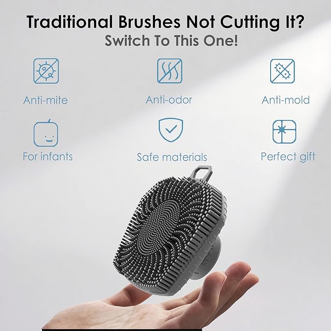Face Scrubber & African Net, Silicone Exfoliating Brush for Men, Facial Cleansing Brush, Manual Waterproof Cleansing Skin Care, Blackhead Removing Pore Cleansing Massaging Face Brushes - Grey