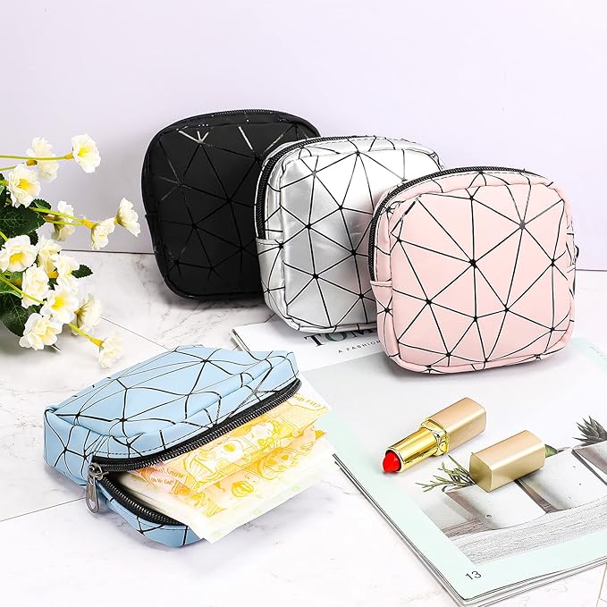Weewooday 4 Pcs Small Quilted Makeup Bag Travel Cosmetic Makeup Bags Organizer Sanitary Napkin Storage Bag Floral Cotton Coquette Aesthetic Toiletry Bags for Women Girls(5x5x1.6inch,Classic)