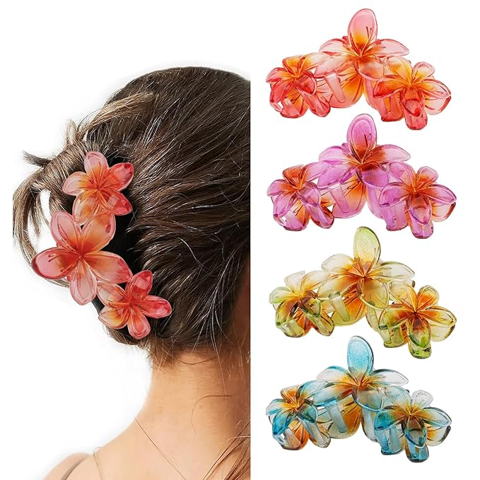 Women's Claw Clips - Large Hawaiian Flower Hair Clips, Non-Slip, Strong Hold for Thick/Thin Hair, Style E