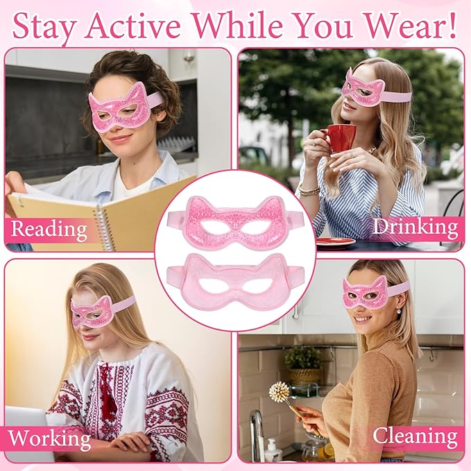 Cooling Eye Mask Gel Bead Eye Packs Hot Cold Compress Reusable Face Mask for Dry Puffy Eyes Puffiness Dark Circles Headaches Sleeping Stress Relief Skin Care Men Women