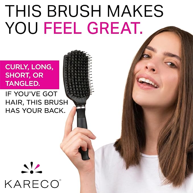 Premium Tangle Buster Brush – Soft Nylon Travel-Friendly Bristles – Long Durable Rubber Handle – Ideal for Wet and Dry Hair & Easy Grooming, Pearl Color