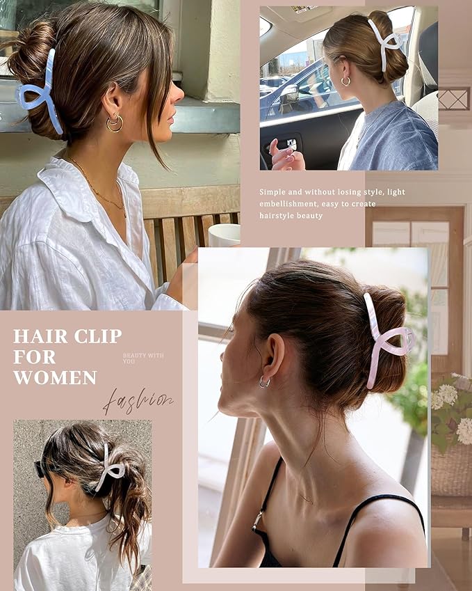 Molans 5Inch Large Hair Claw Clips 4 PCS for Women - Acrylic Hair Accessories for Thick Hair and Long Hair, Big Strong Durable Hair Applique, Oversized Non-slip Rectangle Butterfly Jaw Hair Clips