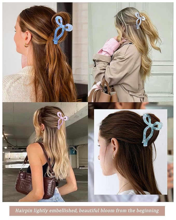 Molans 5Inch Large Hair Claw Clips 4 PCS for Women - Acrylic Hair Accessories for Thick Hair and Long Hair, Big Strong Durable Hair Applique, Oversized Non-slip Rectangle Butterfly Jaw Hair Clips