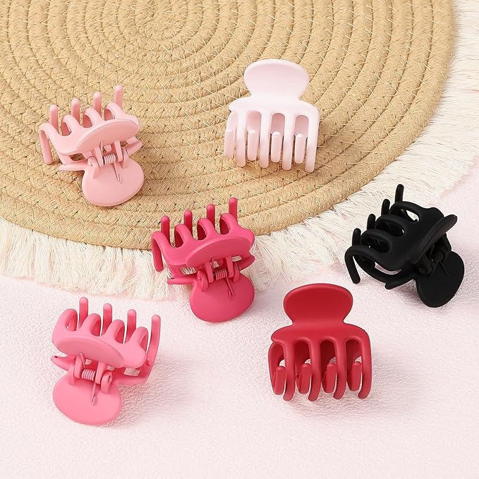 6 Pcs Hair Clips Small Claw Clips for Thin Hair Medium Matte Non-slip Hair Accessories for Women and Girls (Pink)