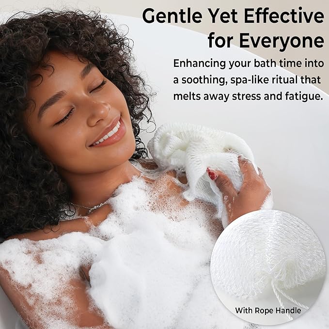 African Net Sponge Authentic - Exfoliating Back Scrub Bath Sponge with Knots - Afro Scrub Body Scrubber Exfoliator Washcloth - African Body Care Daily Use Shower Essentials